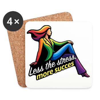 Less stress, more success - Coasters (set of 4) - white - Front