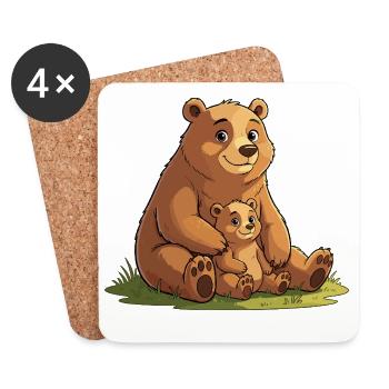 Gentle mother bear with cub - Coasters (set of 4) - white - Front