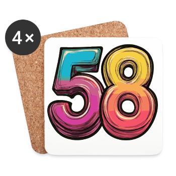 58 Zahl Bunt - Untersetzer (4er-Set) - Weiß - Vorne