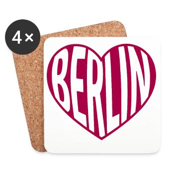 Berlin Heart Typography - Coasters (set of 4) - white - Front