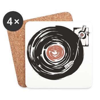 Disques vinyles rétro - Dessous de verre (lot de 4) - blanc - Devant