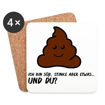 Freundliches Poo AA Comic Gesicht - Untersetzer (4er-Set) - Weiß - Vorne