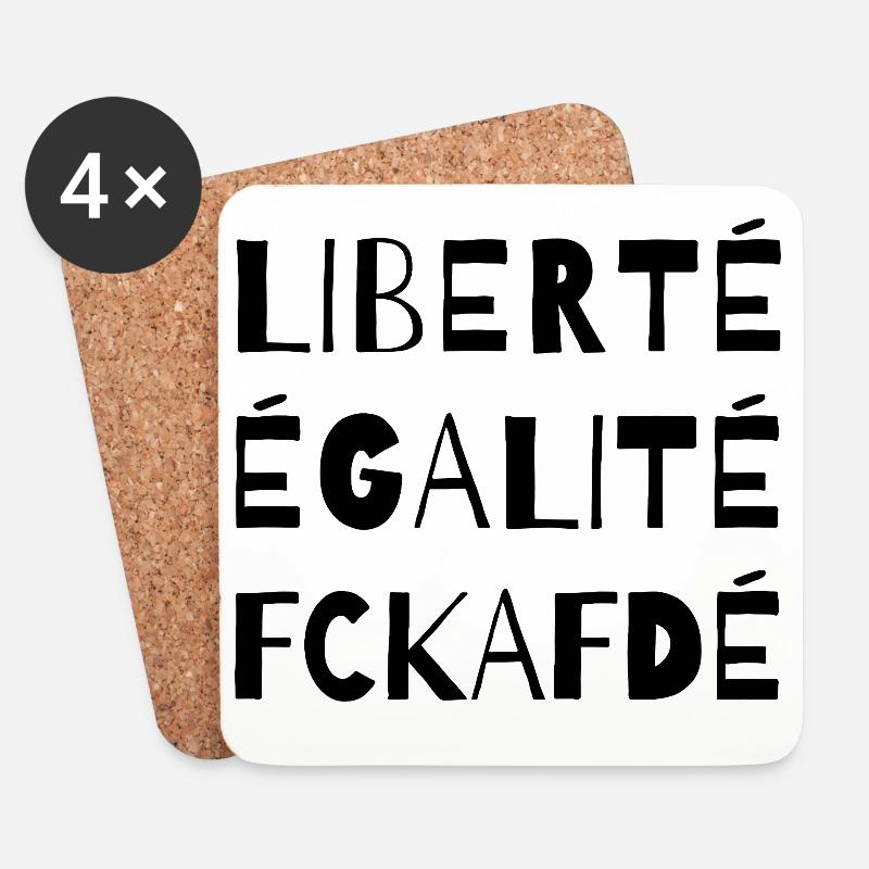 Liberté Égalité FCKAFD Statement Design - Untersetzer (4er-Set) - Weiß