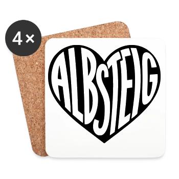 Albsteig, Typographie du cœur de la Forêt-Noire - Dessous de verre (lot de 4) - blanc - Devant