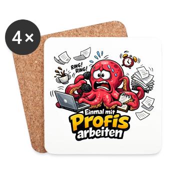 Einmal mit Profis Arbeiten Büro Oktopus - Untersetzer (4er-Set) - Weiß - Vorne