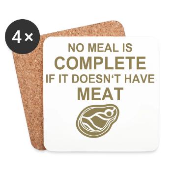 Meat Grilling BBQ Burger Steak Western Chef - Coasters (set of 4) - white - Front