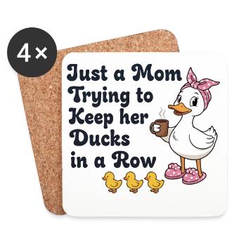 Mom tries to keep her ducks in line - Coasters (set of 4) - white - Front