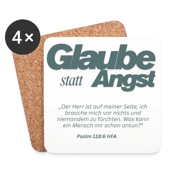 Glaube statt Angst Psalm 118:6 - Untersetzer (4er-Set) - Weiß - Vorne