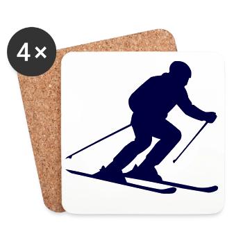 Skier Silhouette Midnight Blue - Coasters (set of 4) - white - Front