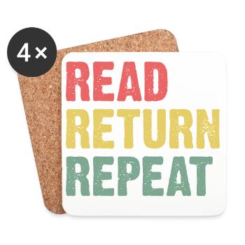 Read Return Repeat - Pastell Typo - Untersetzer (4er-Set) - Weiß - Vorne