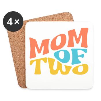 Maman de deux enfants - Dessous de verre (lot de 4) - blanc - Devant