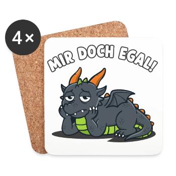 Drache Mir Doch Egal Lustiger Spruch - Untersetzer (4er-Set) - Weiß - Vorne