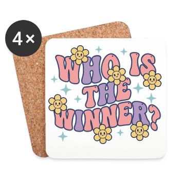 Geschlechterenthüllung: Wer ist der Gewinner Babyparty-Mama - Untersetzer (4er-Set) - Weiß - Vorne