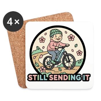 Ich schicke es immer noch EMTB Senior Cyclist - Untersetzer (4er-Set) - Weiß - Vorne
