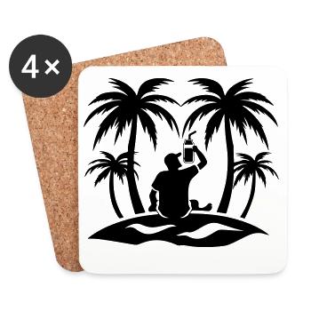 Fête des Palmiers Silhouette - Dessous de verre (lot de 4) - blanc - Devant