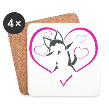 Husky sibérien - Dessous de verre (lot de 4) - blanc - Devant