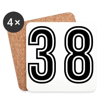Symbole du chiffre 38 - Dessous de verre (lot de 4) - blanc - Devant