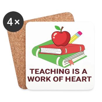 Conception de l’école Teacher Heart Work - Dessous de verre (lot de 4) - blanc - Devant