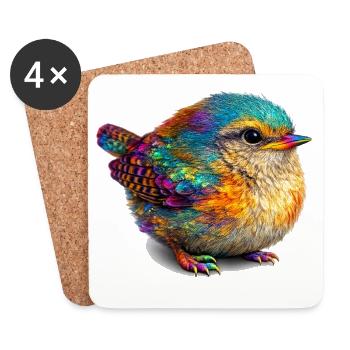 Regenbogenvogel - Untersetzer (4er-Set) - Weiß - Vorne
