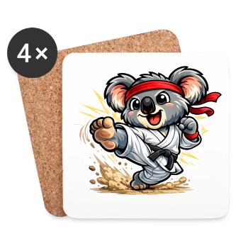 Süßer Koala macht Karate - Untersetzer (4er-Set) - Weiß - Vorne