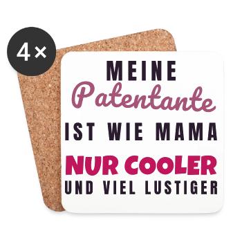 Patentante wie Mama nur cooler - Geschenk Tante - Untersetzer (4er-Set) - Weiß - Vorne
