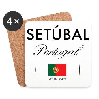 Setubal Portugal Koordinaten Reise Souvenir - Untersetzer (4er-Set) - Weiß - Vorne