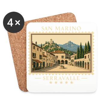 San Marino Serravalle Vintage Reisemarke - Untersetzer (4er-Set) - Weiß - Vorne