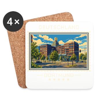 Deutschland Dortmund Vintage Reisemarke - Untersetzer (4er-Set) - Weiß - Vorne