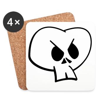 Skull II - Dessous de verre (lot de 4) - blanc - Devant