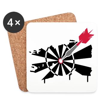 Dartscheibe mit Dartpfeil Graffiti Illustration - Untersetzer (4er-Set) - Weiß - Vorne
