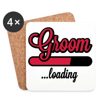 Groom loading | Stag Night - Dessous de verre (lot de 4) - blanc - Devant