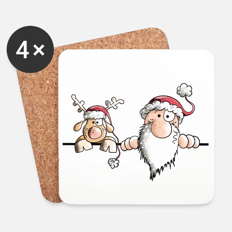 Der Nikolaus und sein Rentier - Untersetzer (4er-Set) - Weiß