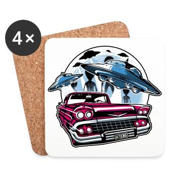 attaque extraterrestre sur terre - Dessous de verre (lot de 4) - blanc - Devant