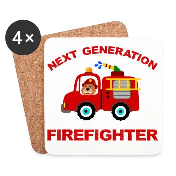 Fire truck fire truck firefighter firetruck - Coasters (set of 4) - white - Front