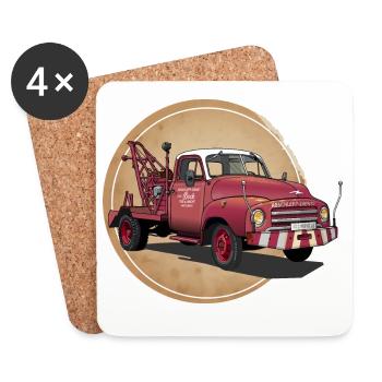 Abschleppwagen Oldtimer - Untersetzer (4er-Set) - Weiß - Vorne