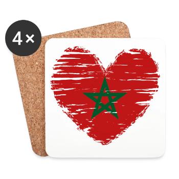 Morocco heart flag flag coat - Coasters (set of 4) - white - Front