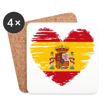Spanien Herz Flagge Fahne Wappen - Untersetzer (4er-Set) - Weiß - Vorne