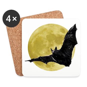 Chauve-souris Lune Clair de lune Mystic Bat nuit - Dessous de verre (lot de 4) - blanc - Devant