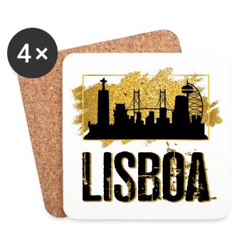 Lisboa Lissabon Lisbon Portugal Skyline - Coasters (set of 4) - white - Front