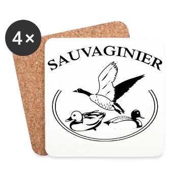 Sauvaginier, Chasseur, Canard et oie, chasse - Dessous de verre (lot de 4) - blanc - Devant