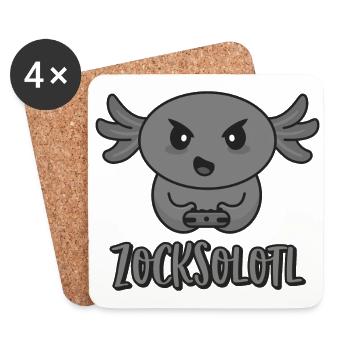 Axolotl Zocker zocken gamer spielen Zocksolotl - Untersetzer (4er-Set) - Weiß - Vorne