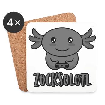 Zocksolotl Axolotl Zocker zocken spielen gamer - Untersetzer (4er-Set) - Weiß - Vorne