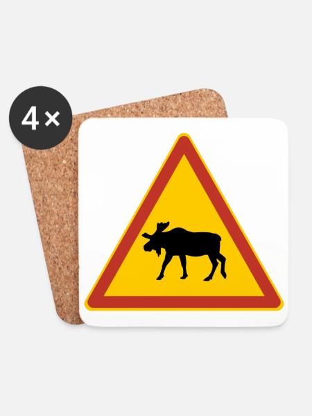 Elch Verkehrsschild Schweden Urlaub Skandinavien - Untersetzer (4er-Set) - Weiß
