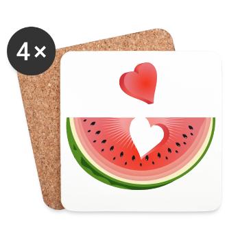 Piece of a watermelon with heart - Coasters (set of 4) - white - Front
