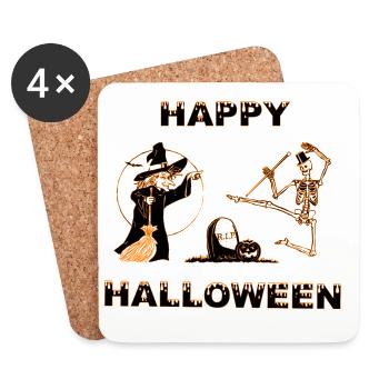 Spooky Halloween wizards and skeleton design - Coasters (set of 4) - white - Front