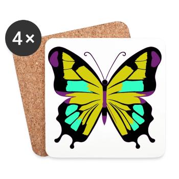 Bunter abstrakter Schmetterling - Untersetzer (4er-Set) - Weiß - Vorne