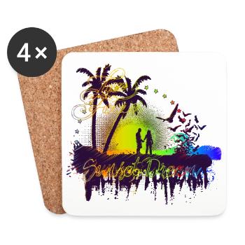 Sunset Dream (Bunt) 02 - Untersetzer (4er-Set) - Weiß - Vorne