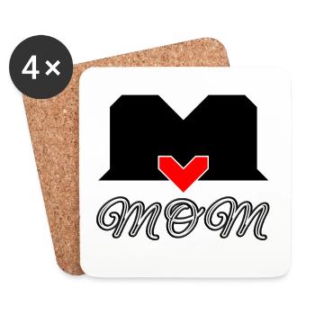Design sincère pour la fête des mères avec amour MOM - Dessous de verre (lot de 4) - blanc - Devant