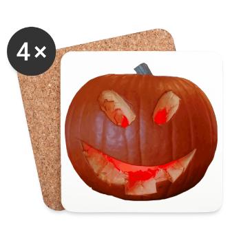 Symbols of Halloween are illuminated pumpkins - Coasters (set of 4) - white - Front