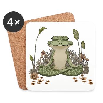 COTTAGECORE MÉDITANT ZEN YOGA GRENOUILLE - Dessous de verre (lot de 4) - blanc - Devant